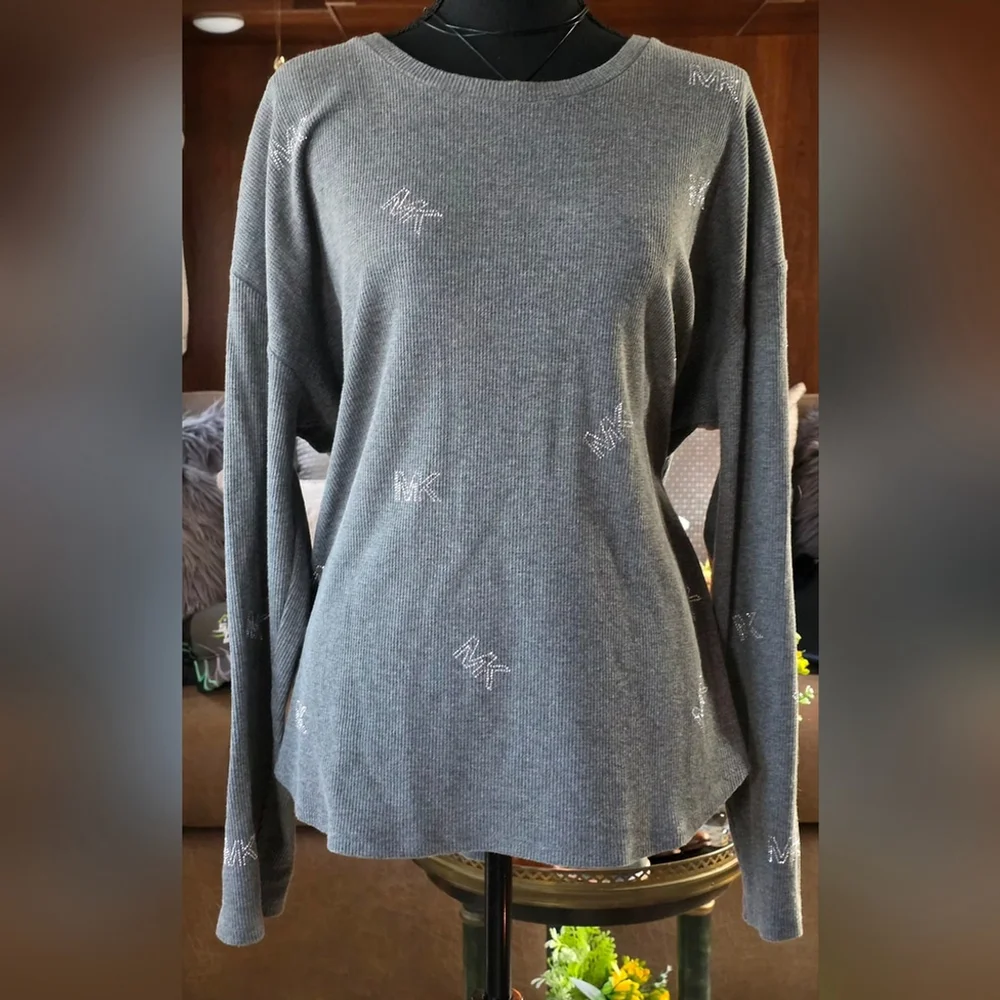 Michael Michael Kors Gray Rhinestone Sweater - Picture 7 of 7